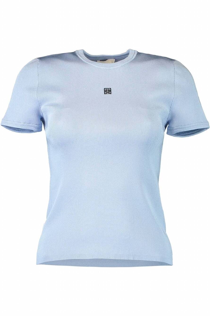 NEW GIVENCHY women's short sleeve rib tee in babyblue